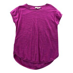 Ann Taylor Loft Womens Sweater Small Pink Short Sleeve High-Low Crewneck Top